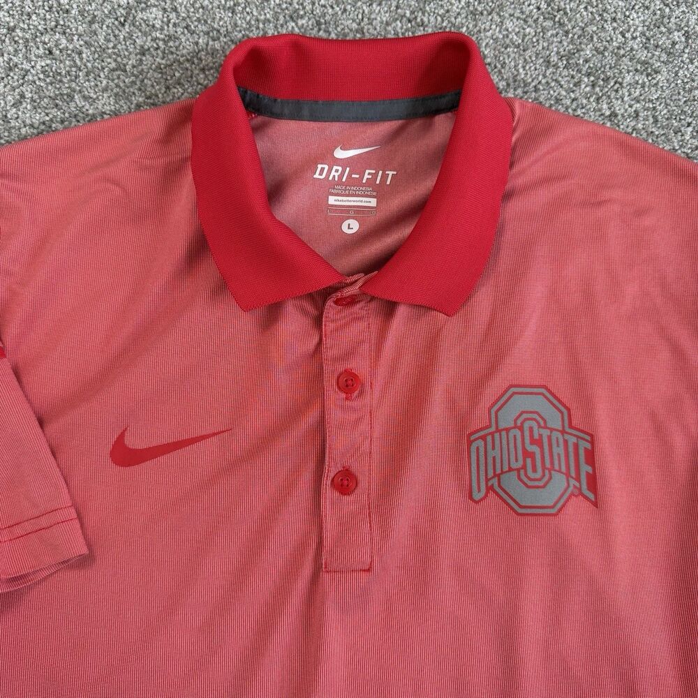 Nike OHIO STATE Dri-FIT Golf Polo Shirt Mens Performance Red Size Large